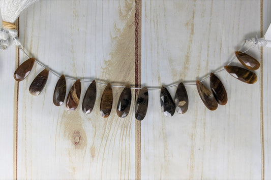 Botswana Agate 25x9mm Faceted Pear Shaped Briolettes