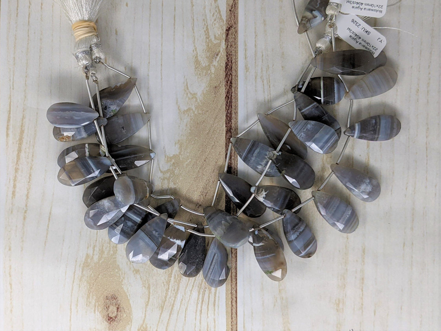 Botswana Agate 22x10mm Faceted Pear Shaped Briolettes