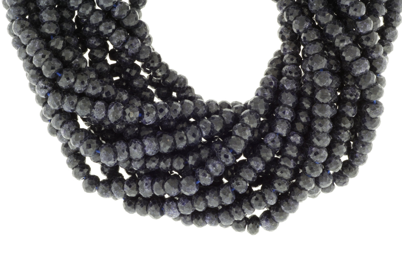 Dyed Blue Sapphire 6mm Faceted Rondelles