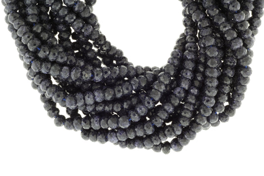 Dyed Blue Sapphire 6mm Faceted Rondelles
