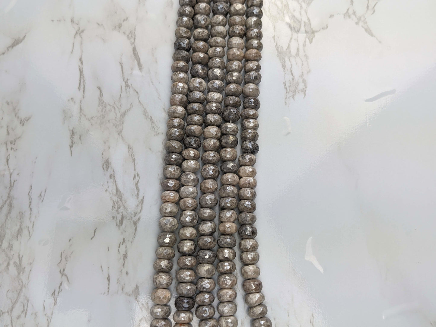 Coated Gray Agate 8mm Faceted Rondelles