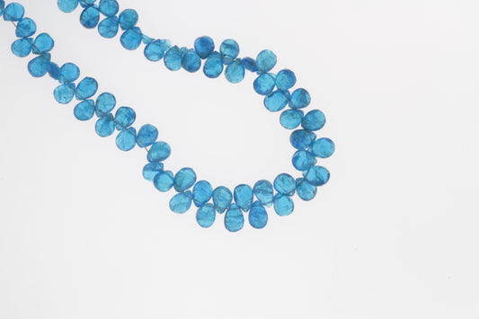 Neon Blue Apatite 7x5mm Faceted Pear Shaped Briolettes