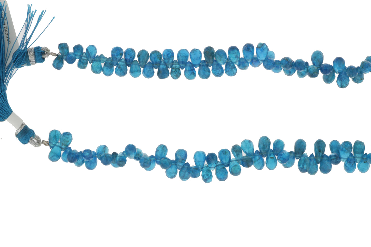 Neon Blue Apatite 6x3mm Faceted Teardrop Briolettes