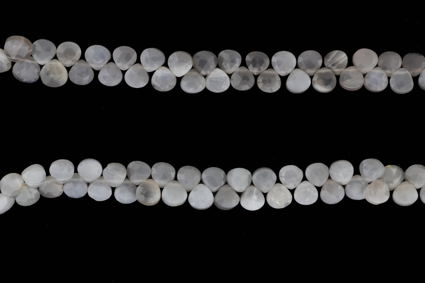 Gray Moonstone 7mm Faceted Heart Shaped Briolettes