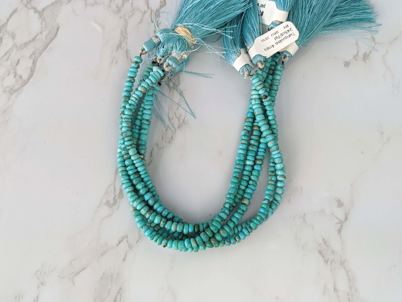 Natural Light Blue Turquoise 4mm Smooth Rondelles