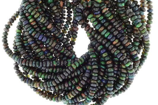Black Ethiopian Opal 3mm Faceted Rondelles