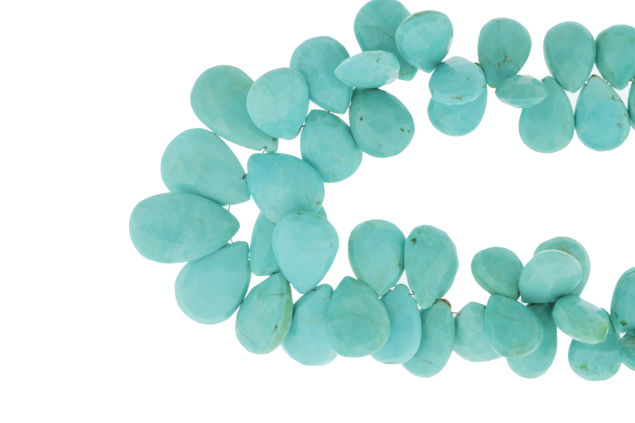 Natural Blue Turquoise 15x12mm Faceted Pear Shaped Briolettes