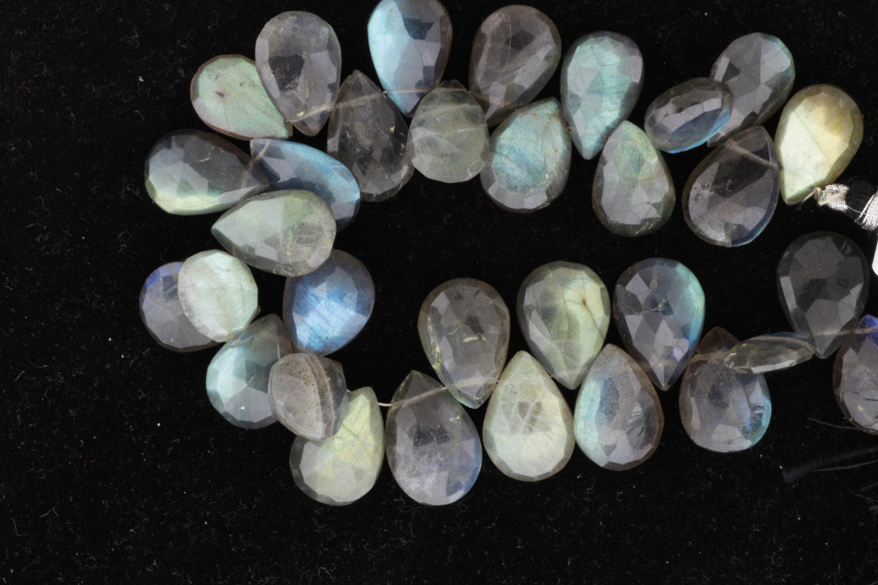 Blue Labradorite 16x11mm Faceted Pear Shaped Briolettes