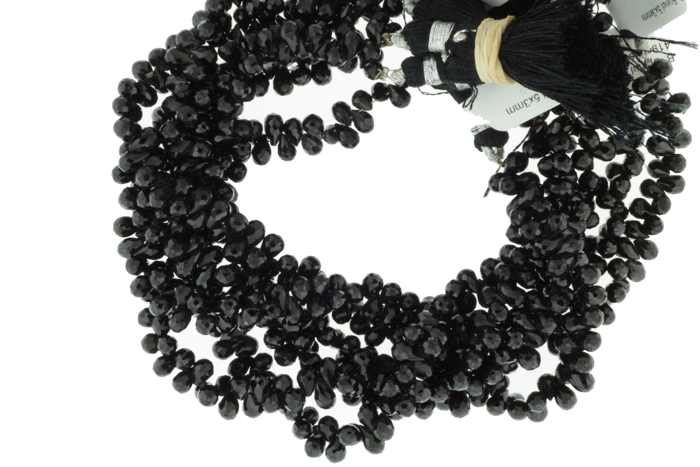 Black Spinel 7x5mm Faceted Teardrop Briolettes