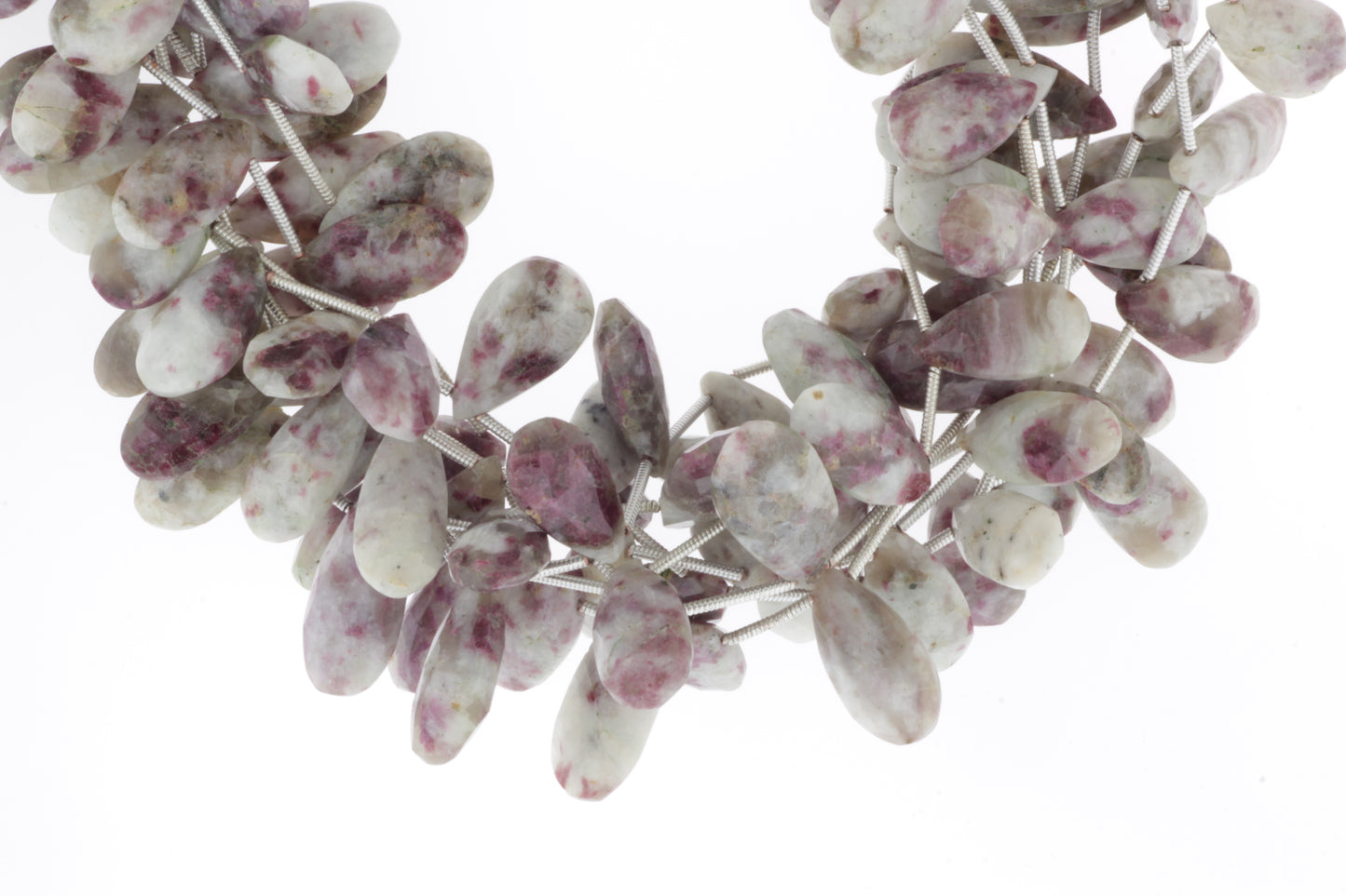 White and Red Ruby Zoisite 20x8mm Faceted Pear Shaped Briolettes