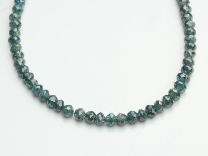 Blue Diamond 1.7mm - 2.5mm Hand Faceted Rondelles Bead Strand