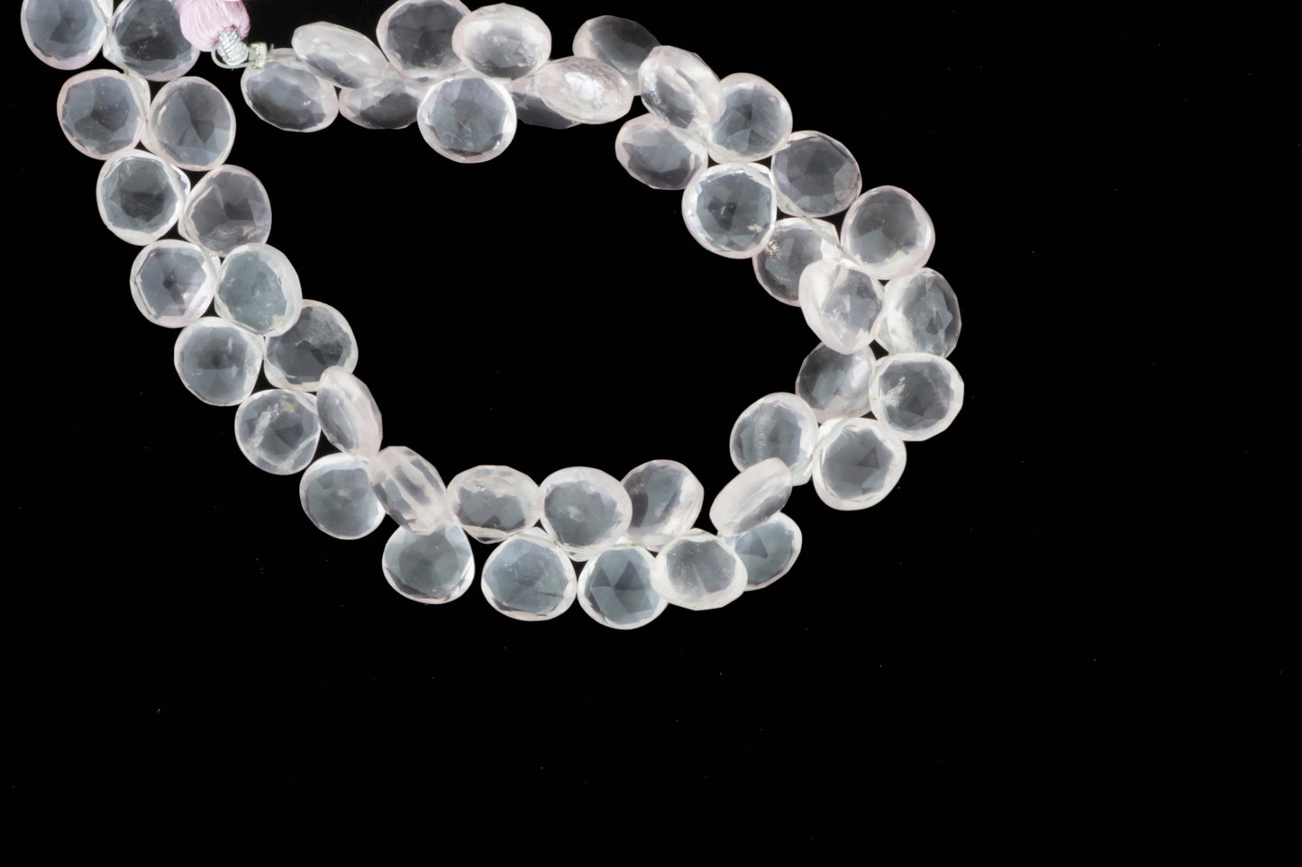 Pink Rose Quartz 9mm Faceted Heart Shaped Briolettes