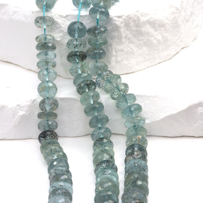 Blue Moss Aquamarine 8mm Faceted Rondelles