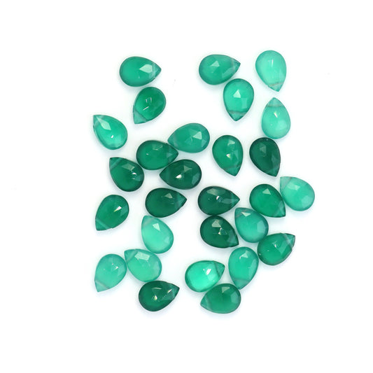 Green Onyx 7x5mm Faceted Pear Shaped Briolettes Loose Beads
