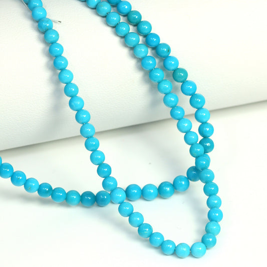 Natural Blue Turquoise 3mm – 3.5mm Smooth Rounds Bead Strand