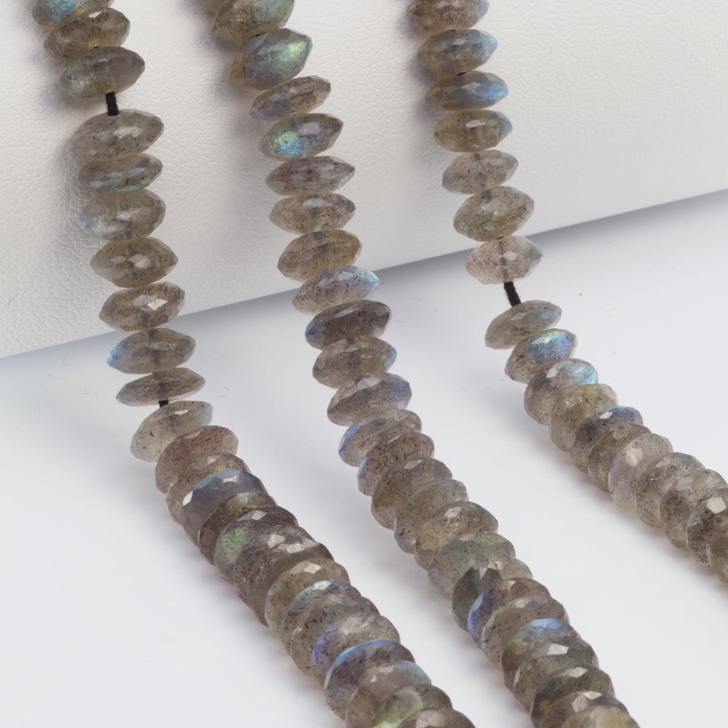 Blue Labradorite 8mm German Cut Faceted Rondelles Bead Strand
