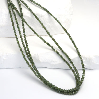 Green Diamond 1.8mm - 2.5mm Hand Faceted Rondelles Bead Strand