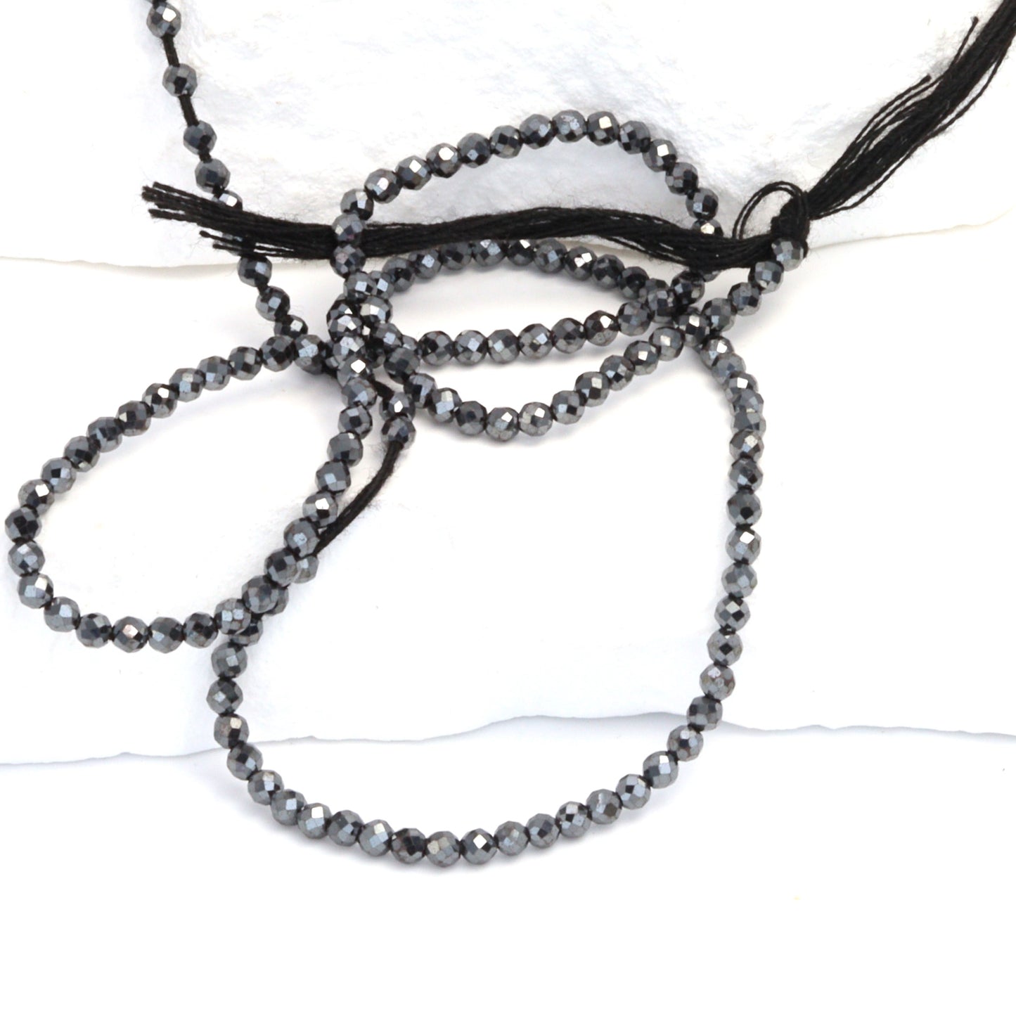 Hematite 2mm Faceted Rounds Bead Strand