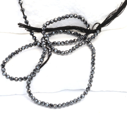 Hematite 2mm Faceted Rounds Bead Strand