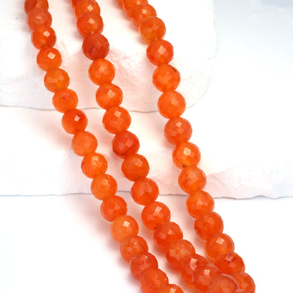 Orange Carnelian 10mm Faceted Rounds Bead Strand