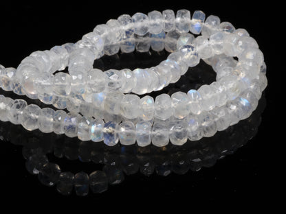 Blue Rainbow Moonstone 4.5mm Faceted Rondelles Bead Strand