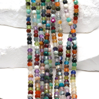 Rainbow Multi Semi Precious 3.5mm Faceted Rounds