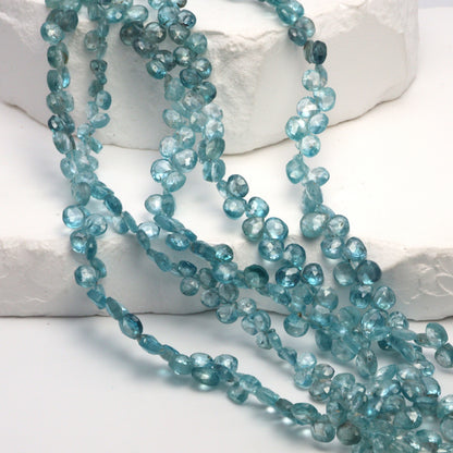 Blue Zircon 5mm Faceted Heart Shaped Briolettes