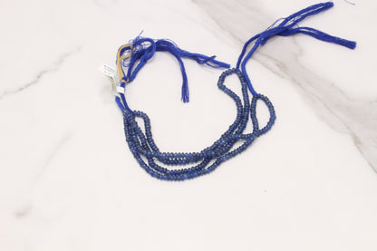 Navy Blue Sapphire 3.5mm Smooth Rondelles Bead Strand