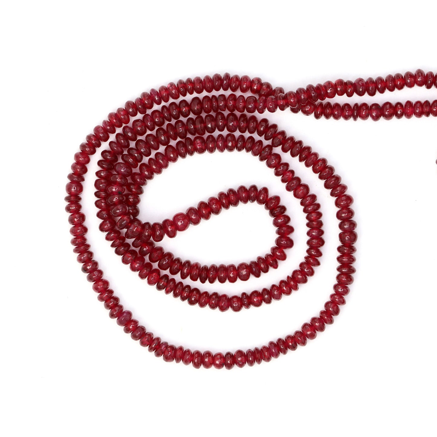 Red Ruby 3mm Smooth Rondelles Bead Strand