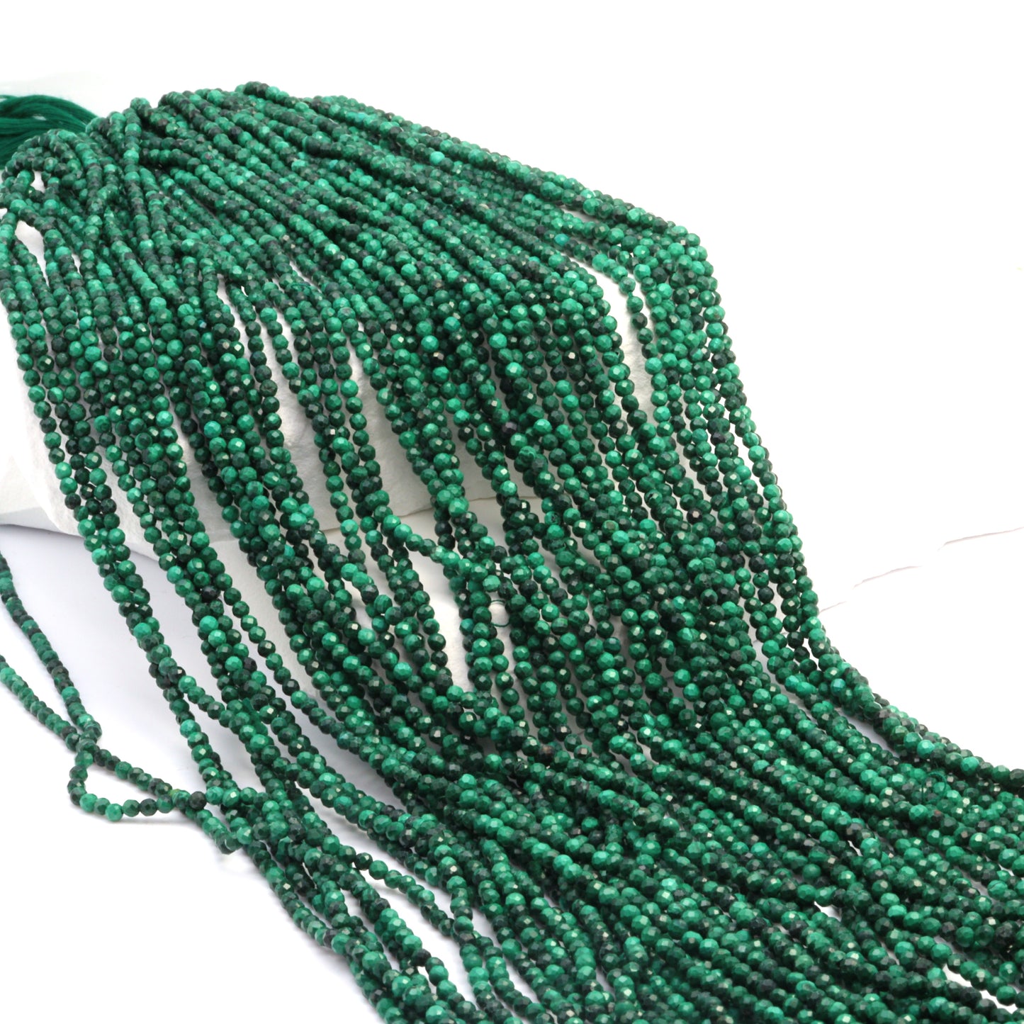 Green Malachite 2.5mm Faceted Rounds Bead Strand