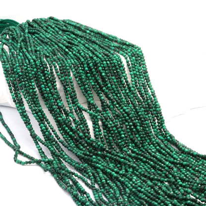 Green Malachite 2.5mm Faceted Rounds Bead Strand