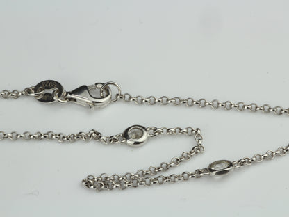 By the Yard Station Necklace with Floating Bezel White Topaz Sterling Silver 18 inch