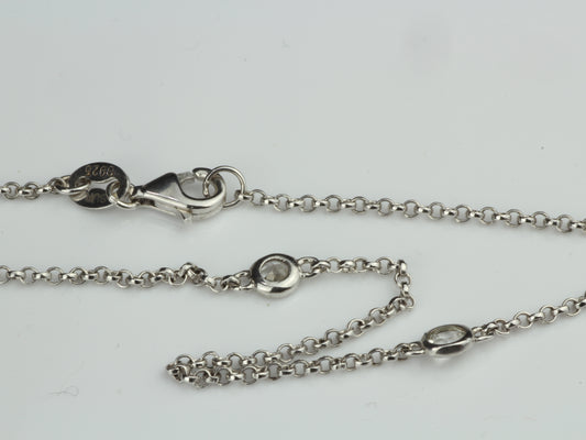 By the Yard Station Necklace with Floating Bezel White Topaz Sterling Silver 18 inch