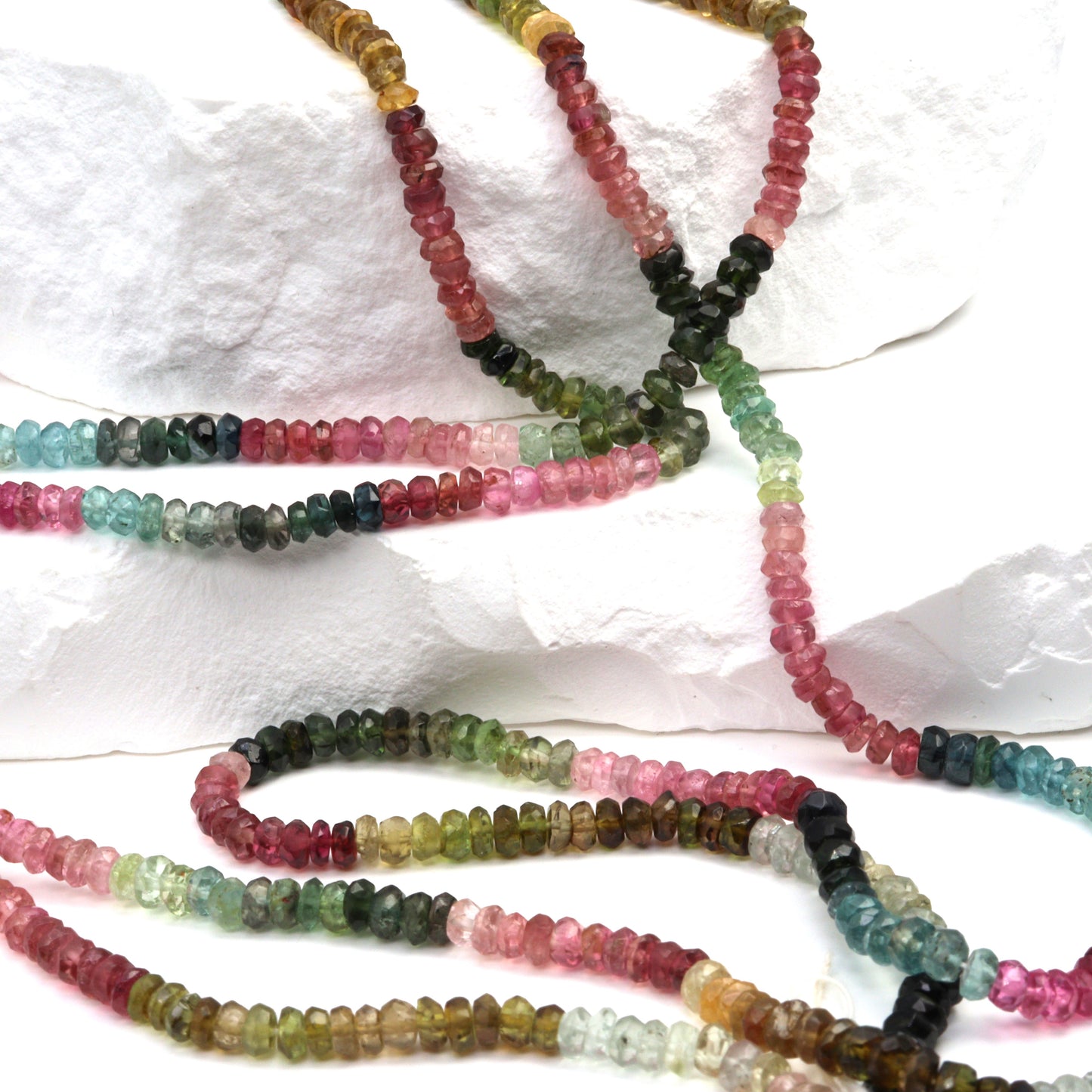 Watermelon Tourmaline 3.5mm Hand Faceted Rondelles Bead Strand