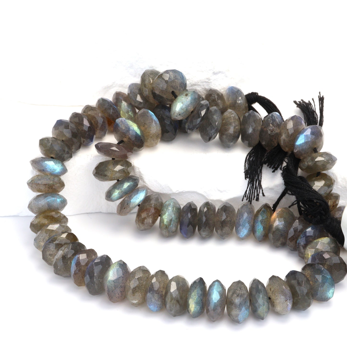 Blue Labradorite 9mm German Cut Faceted Rondelles