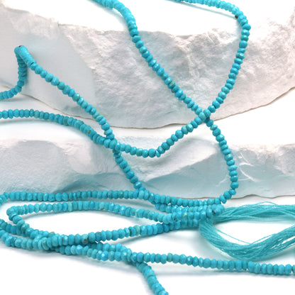 Natural Blue Turquoise 2.5mm Faceted Rondelles