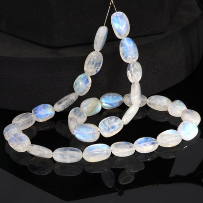 AAA Blue Rainbow Moonstone 14x10mm Smooth Nuggets Bead Strand