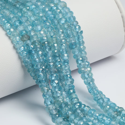 Blue Zircon 4mm Faceted Rondelles