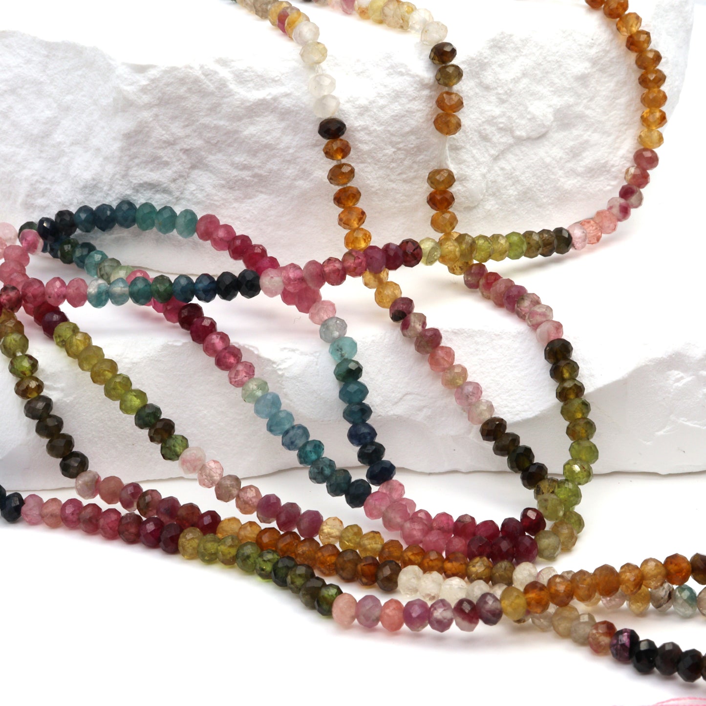 Watermelon Tourmaline 3mm Faceted Rondelles