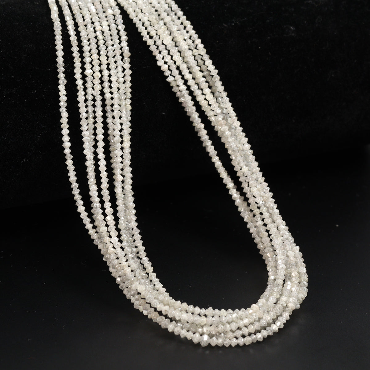 Gray Diamond 1.7-2.2mm hand faceted rondelle beads, 15 in strand, main view