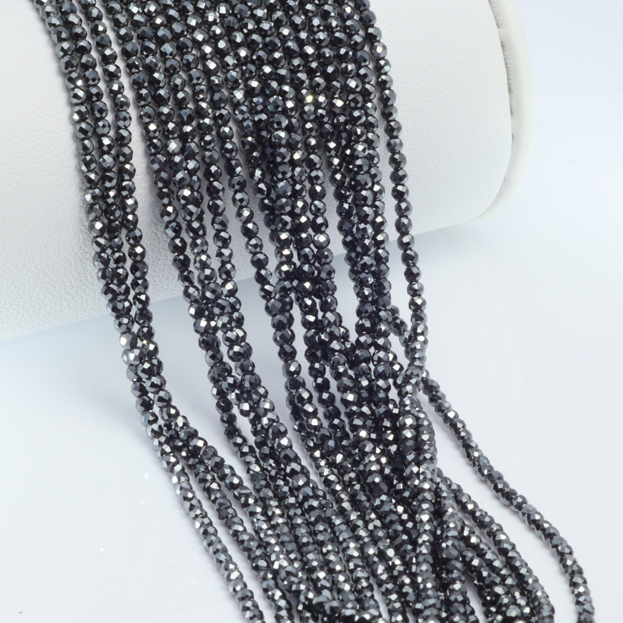 Hematite 2mm Faceted Rounds Bead Strand