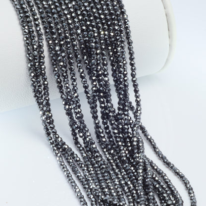 Hematite 2mm Faceted Rounds Bead Strand