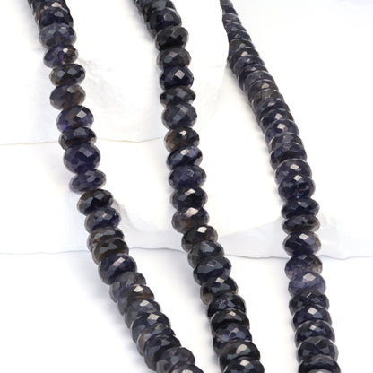 Blue Iolite 10mm Faceted Rondelles Bead Strand