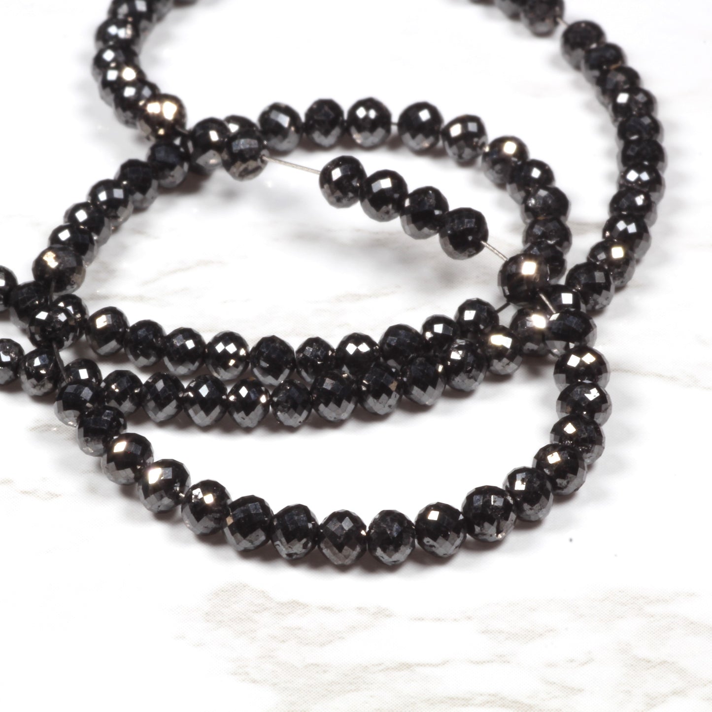 AA Black Diamond 2.5mm - 3.25mm Faceted Rondelles Bead Strand
