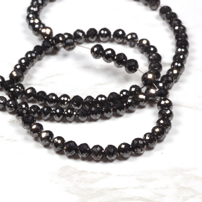 AA Black Diamond 2.5mm - 3.25mm Faceted Rondelles Bead Strand
