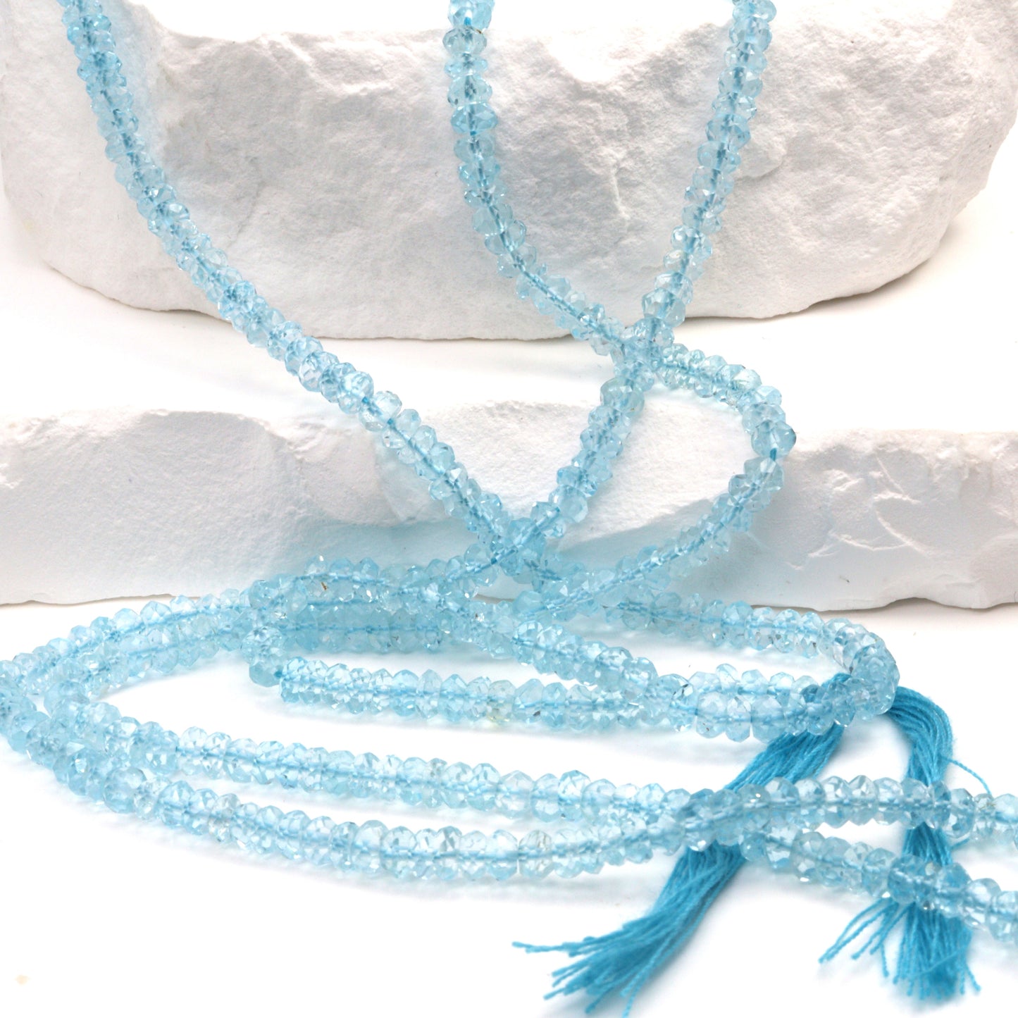 Sky Blue Topaz 4mm Faceted Rondelles