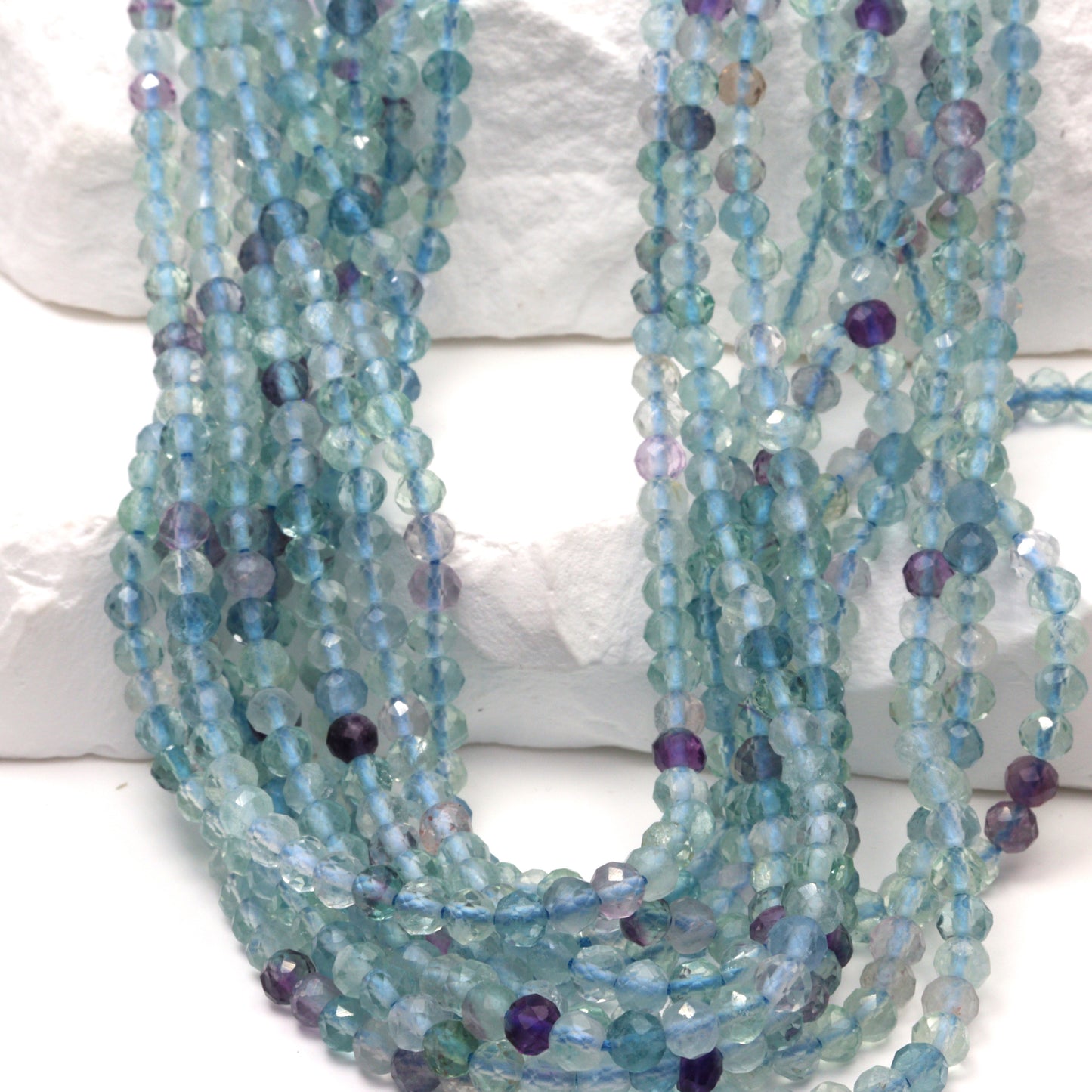 Blue Fluorite 3mm Faceted Rondelles