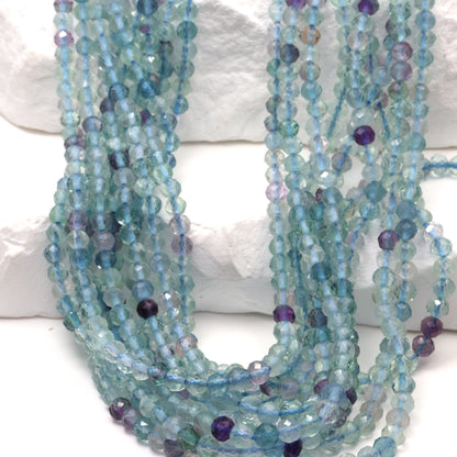 Blue Fluorite 3mm Faceted Rondelles