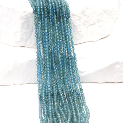 Ombre Blue Tourmaline 2mm Faceted Rounds Bead Strand