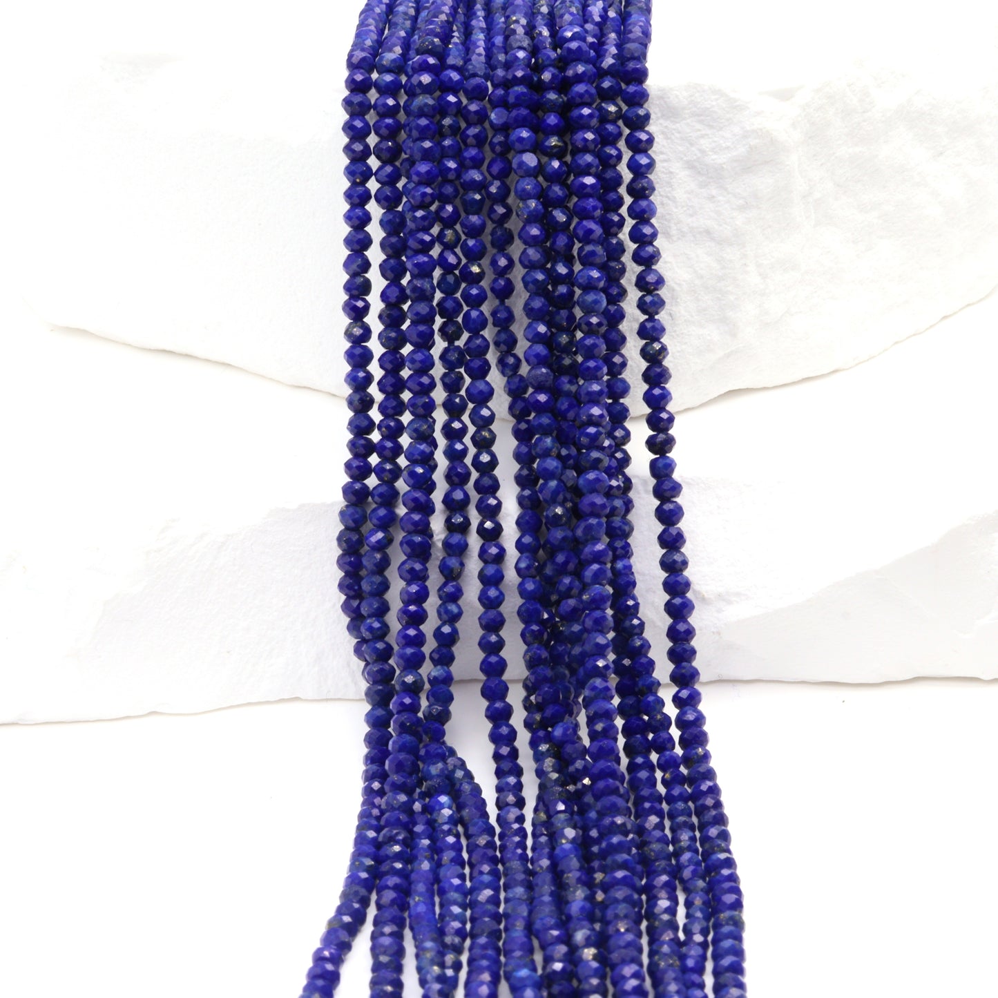 Royal Blue Lapis Lazuli 2mm Faceted Rondelles Bead Strand